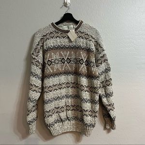 Robert Stock Christmas Striped Snowflakes Knit Sweater XL